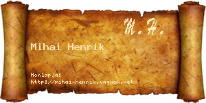 Mihai Henrik névjegykártya